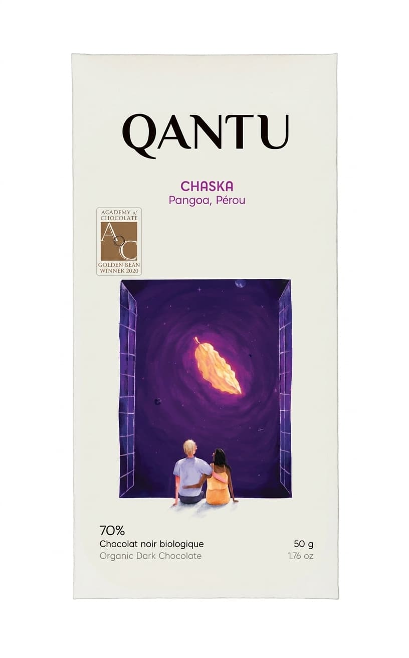 Chaska 70% 70% dark bar packaging by Qantu