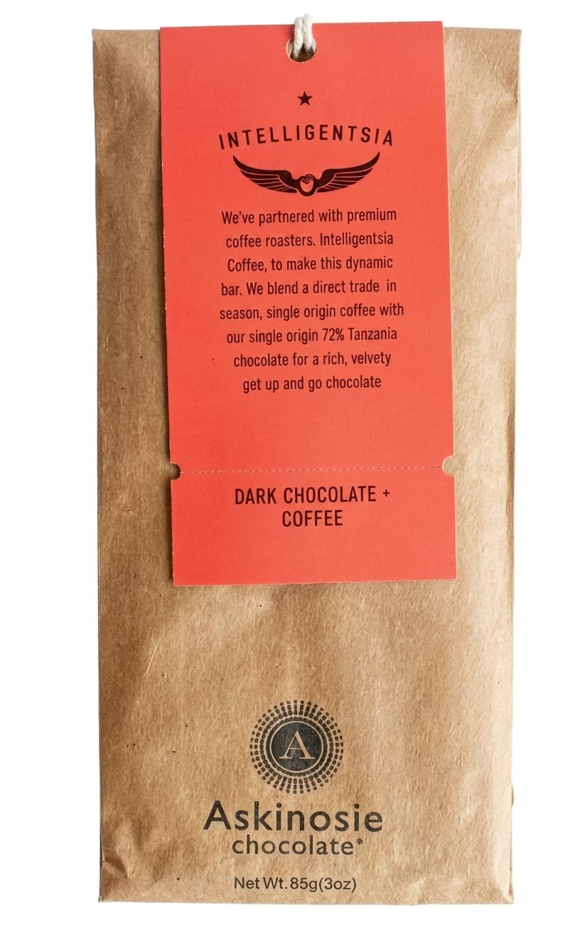 Tanzania Coffee 72% 72% dark bar packaging by Askinosie