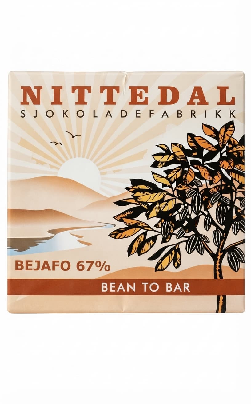 Bejafo 67% 67% dark bar packaging by Nittedal Sjøkoladefabrikk