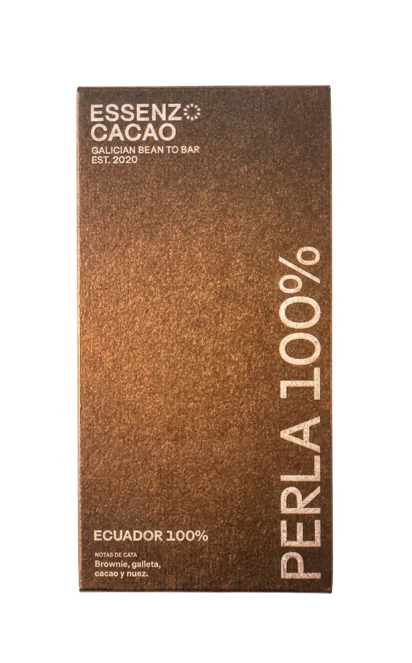 Perla 100% 100% dark bar packaging by Essenzo Cacao