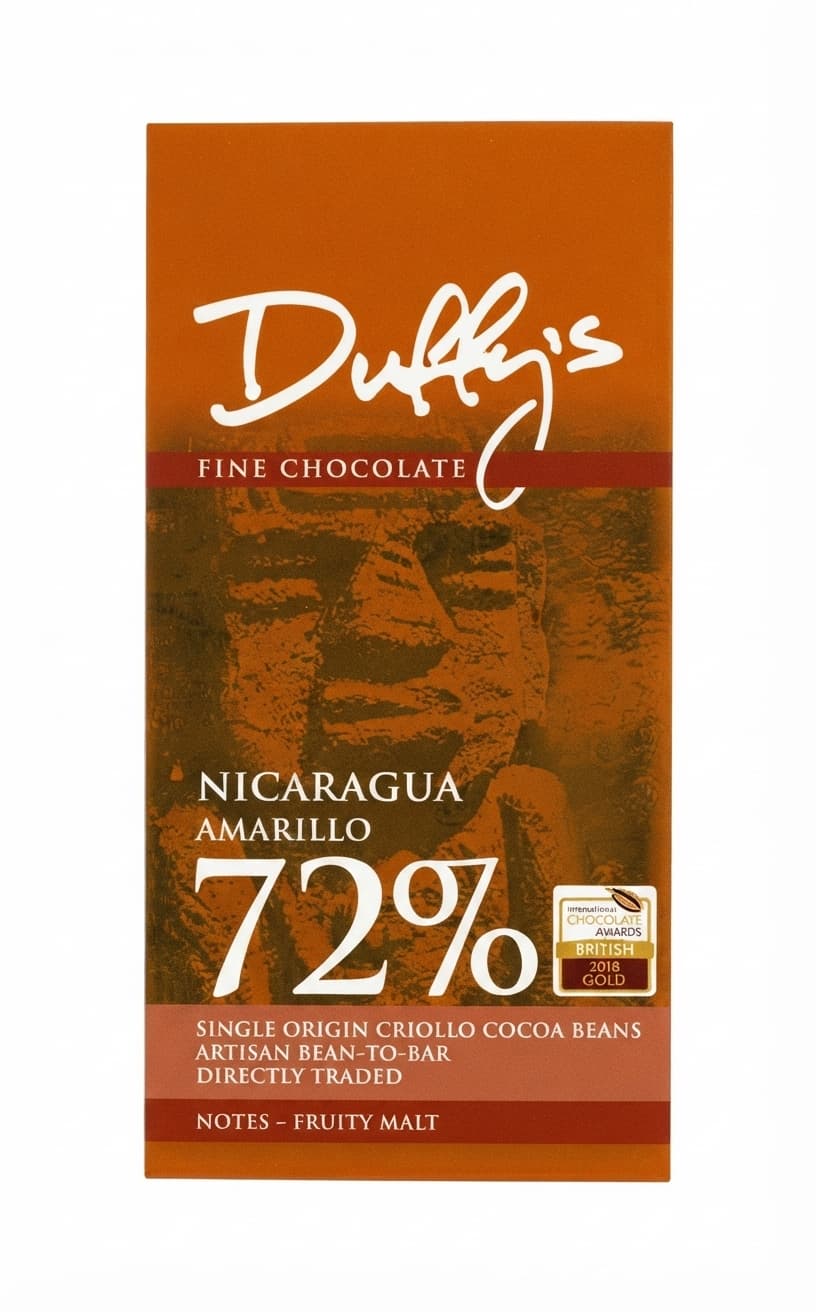 Nicaragua Amarillo 72% 72% dark bar packaging by Duffy's