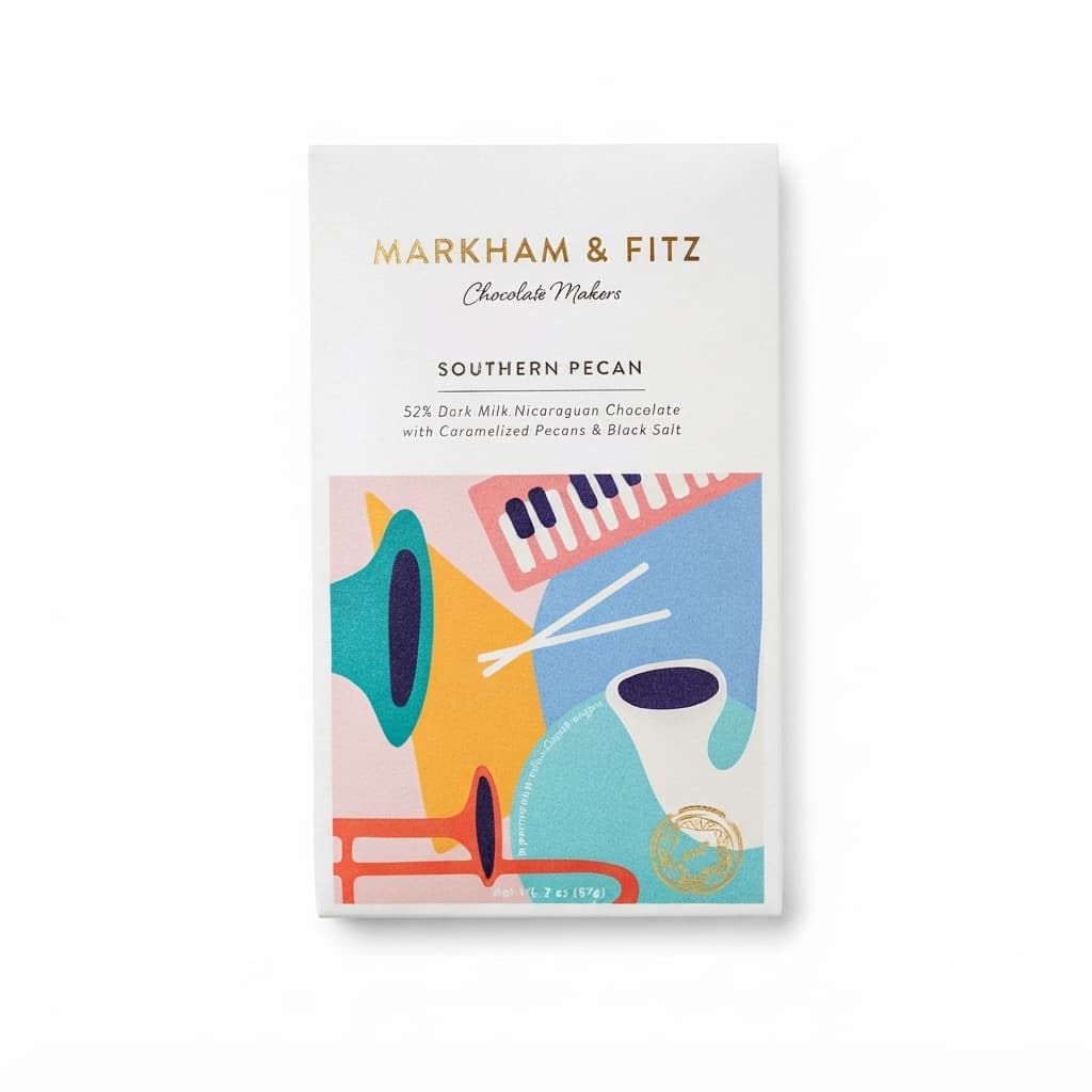 Southern Pecan 52% milk bar packaging by Markham & Fitz