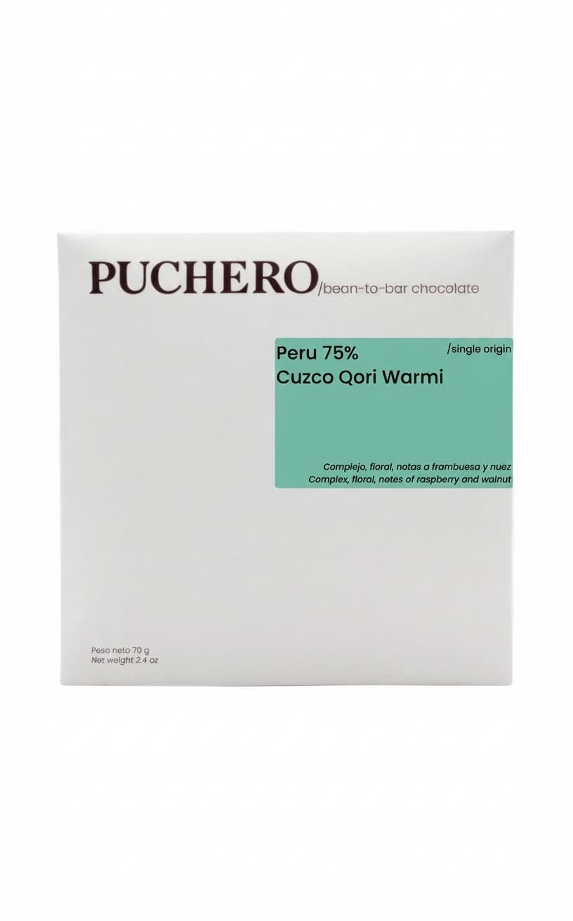 Peru Cuzco Qori Warmi 75% 75% dark bar packaging by Puchero