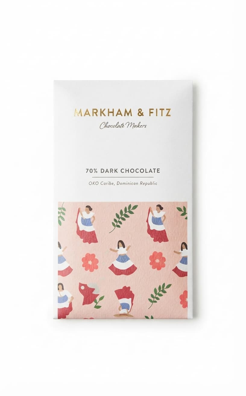 Dominican Republic 70% 70% dark bar packaging by Markham & Fitz