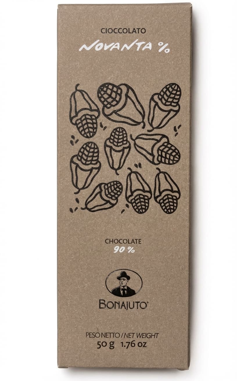 Novanta % 90% dark bar packaging by Bonajuto