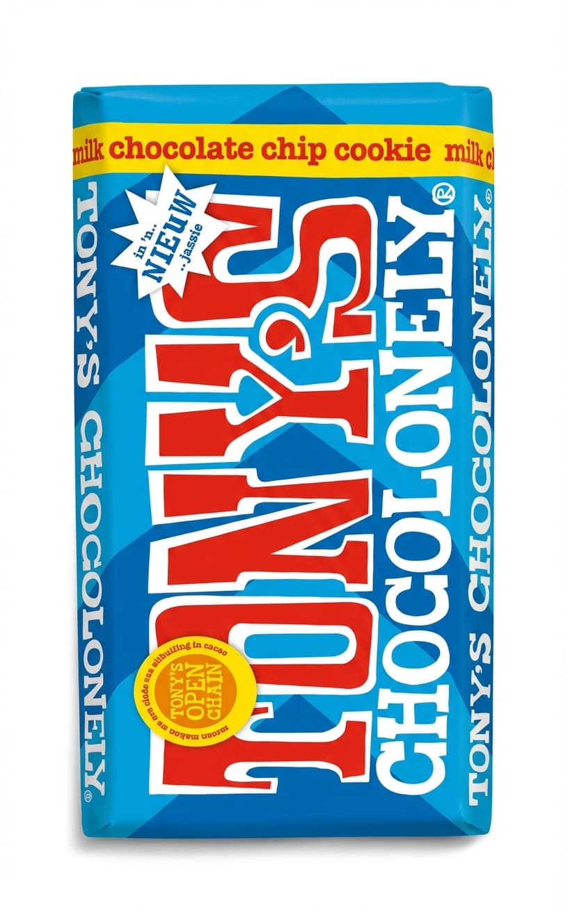 Chocolate Chip Cookie 32% milk bar packaging by Tony's Chocolonely