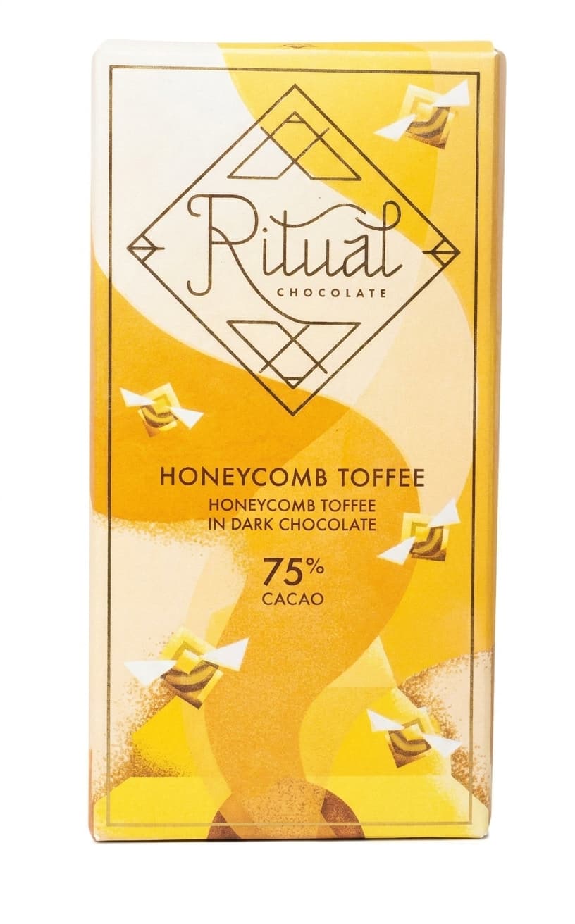 Honeycomb Toffee 75% 75% dark bar packaging by Ritual