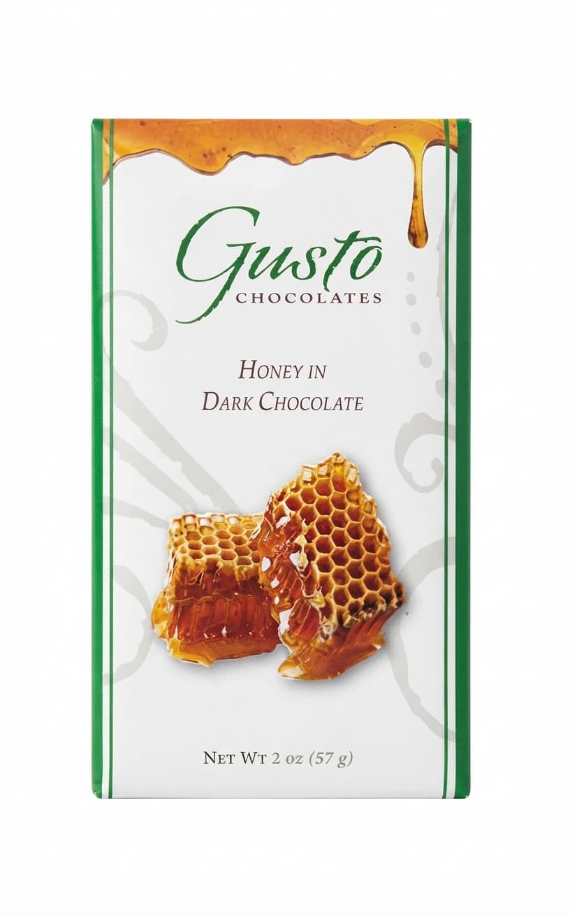 Honey 62% 62% dark bar packaging by Forté Chocolate