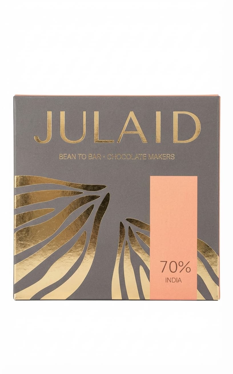 70% India 70% dark bar packaging by JULAID