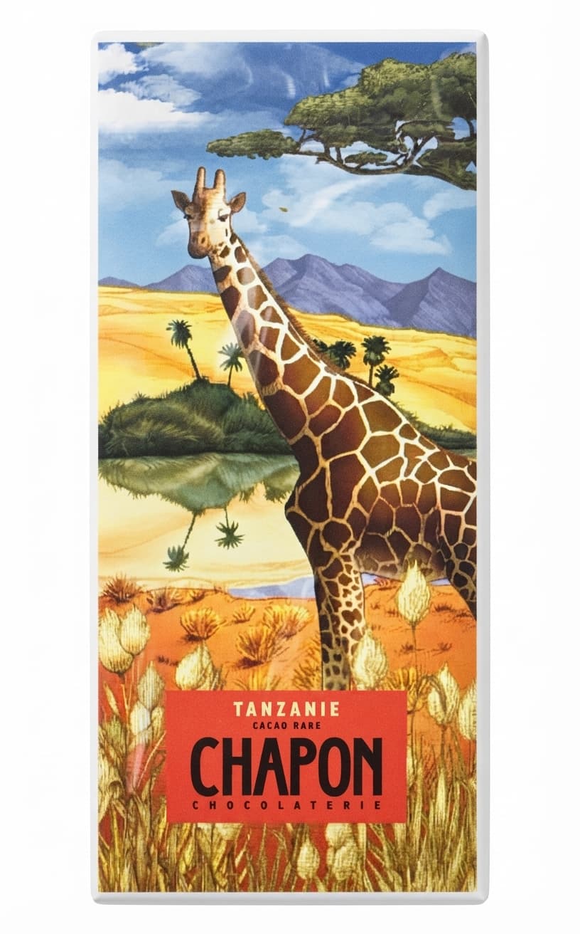 Tanzanie 74% dark bar packaging by Chapon