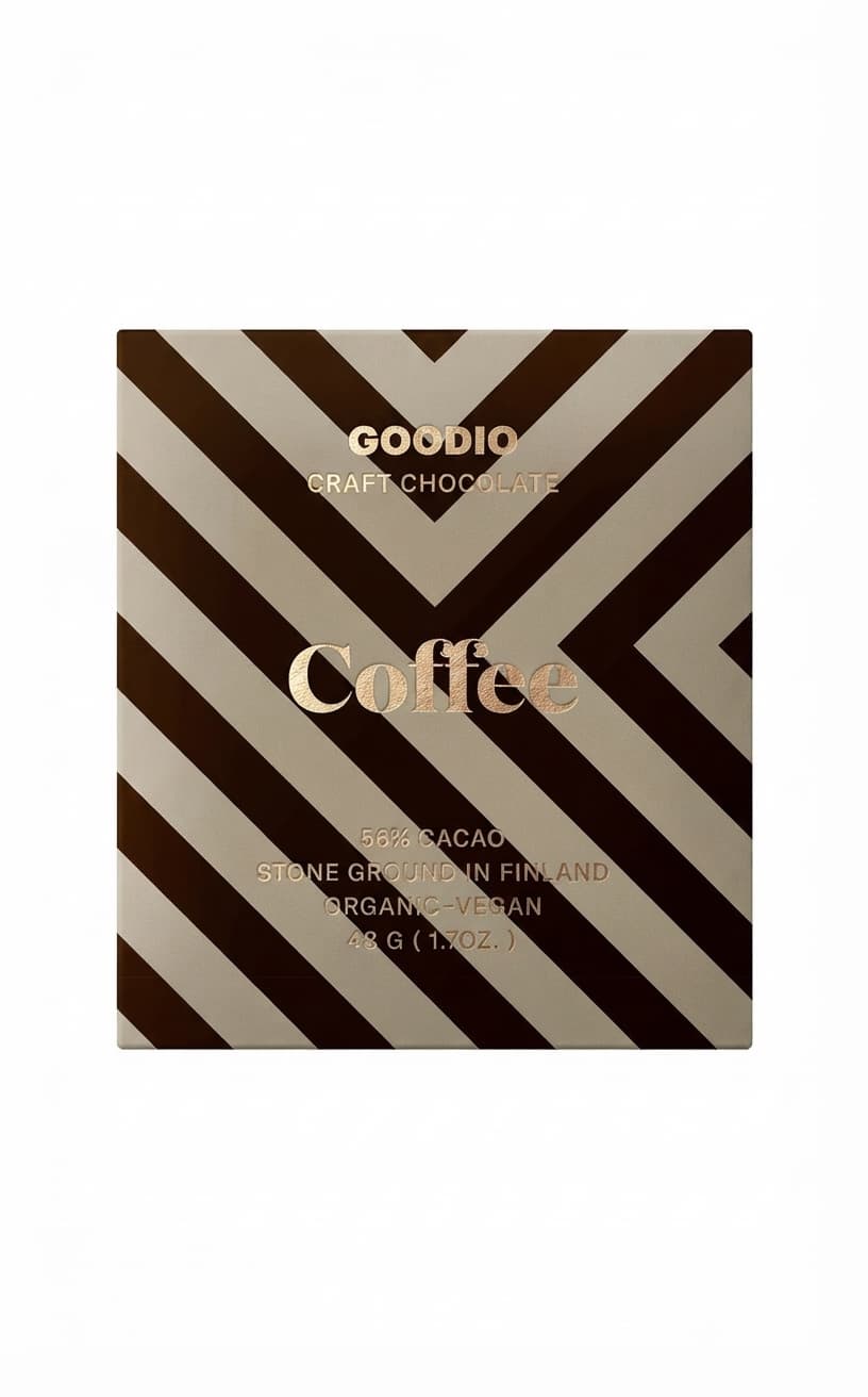 Coffee 56% 56% dark bar packaging by Goodio