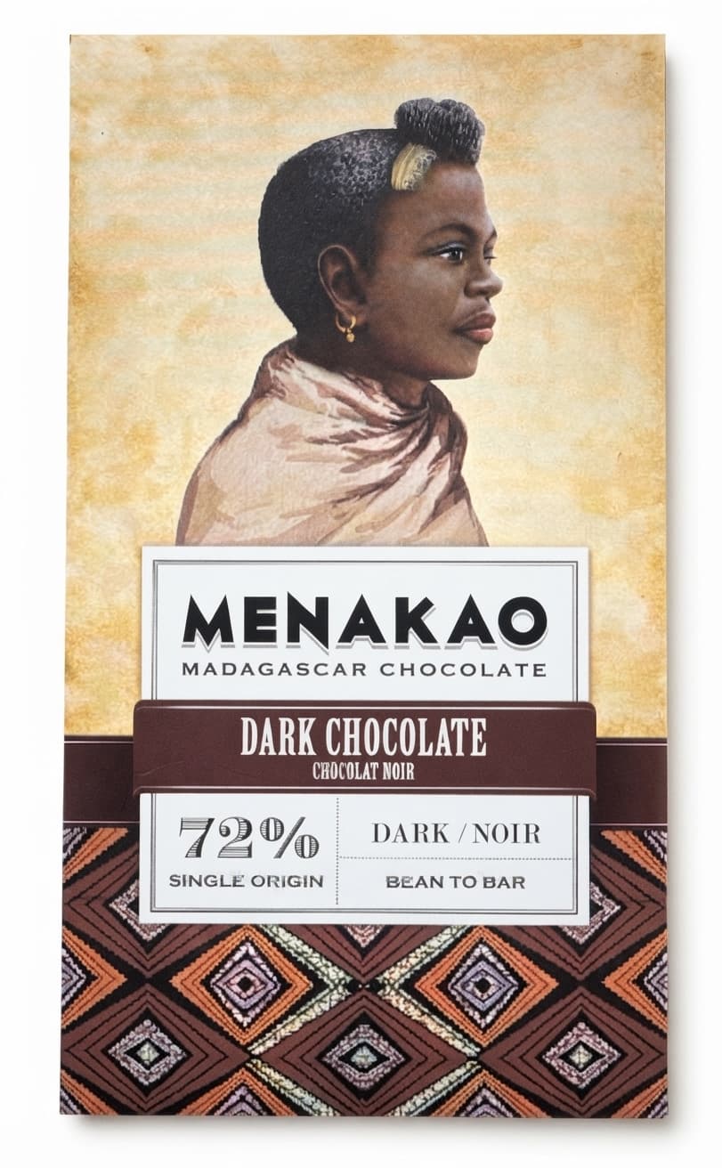 72% 72% dark bar packaging by Menakao