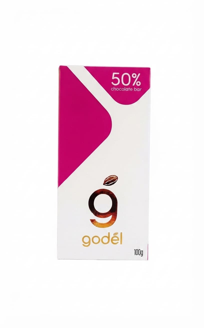 50% chocolate bar 50% dark bar packaging by godél