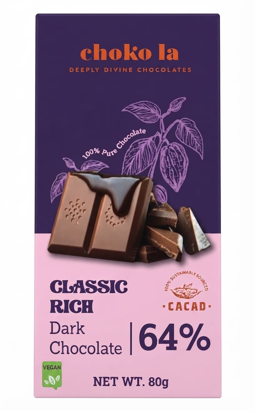 Classic Rich 64% 64% dark bar packaging by choko la