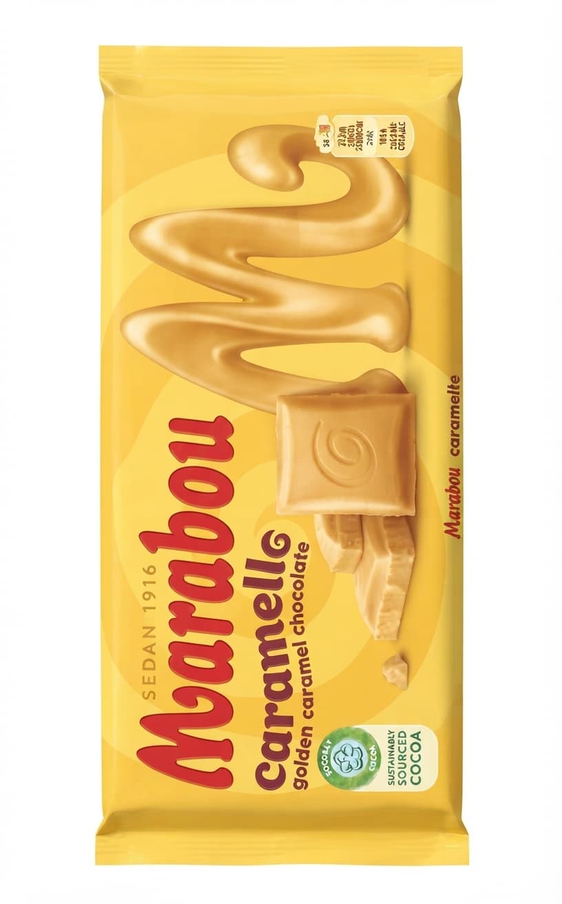 Caramelle white bar packaging by Marabou