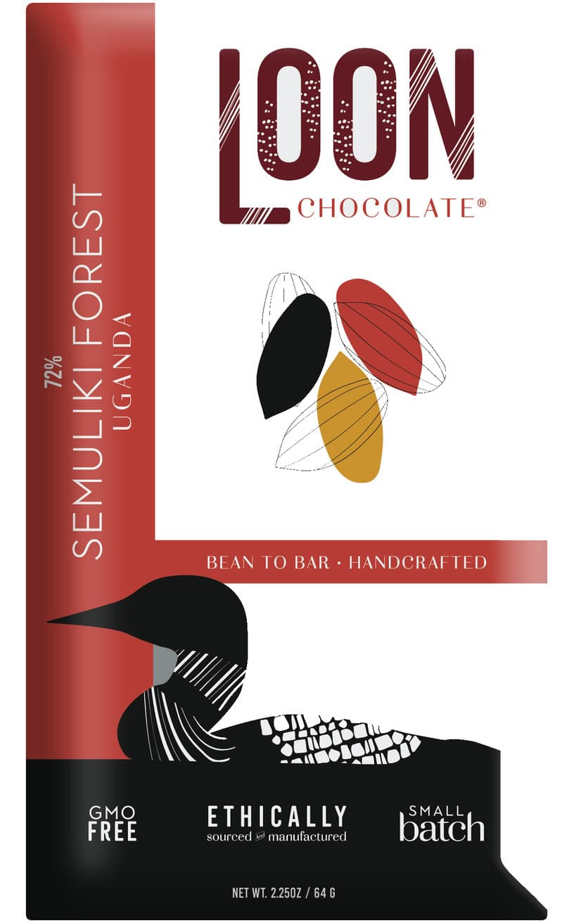 Semuliki Forest Uganda 72% 72% dark bar packaging by Loon Chocolate