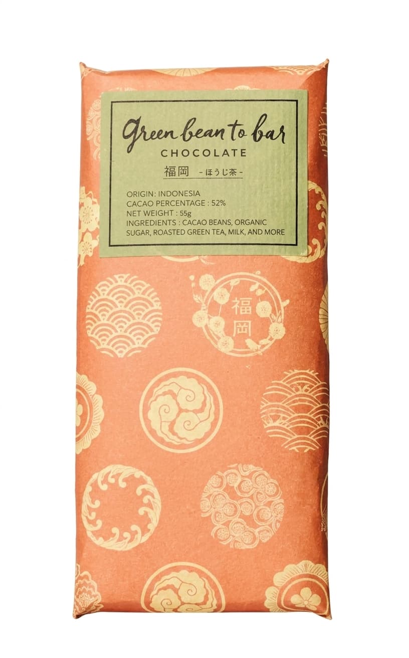 Fukuoka - Hojicha null% milk bar packaging by Green Bean to Bar Chocolate