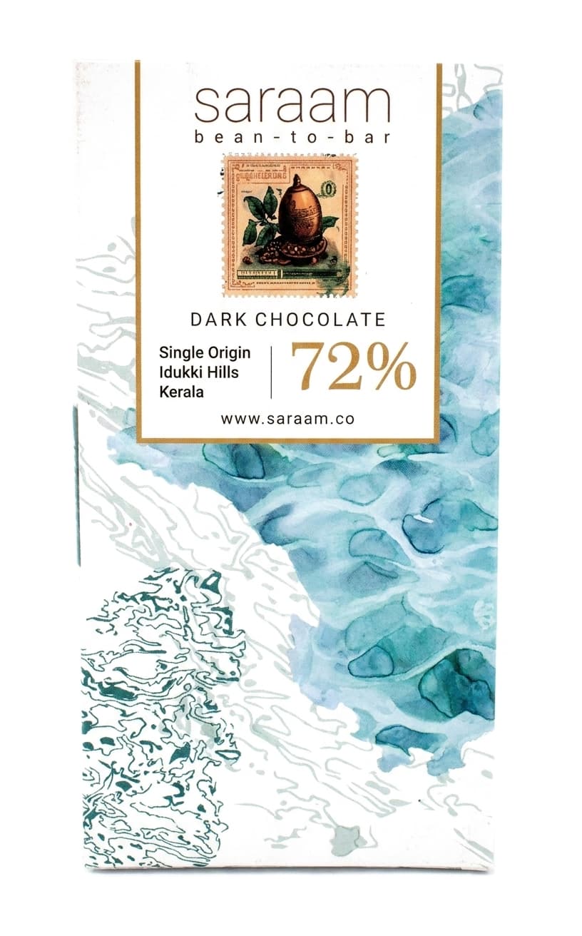 Idukki Hills 72% 72% dark bar packaging by Saraam