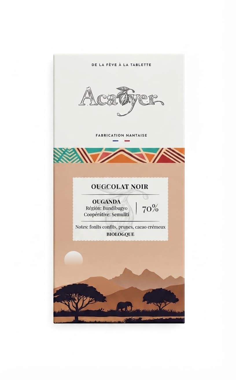 Ouganda Semuliki 70% 70% dark bar packaging by Acaoyer
