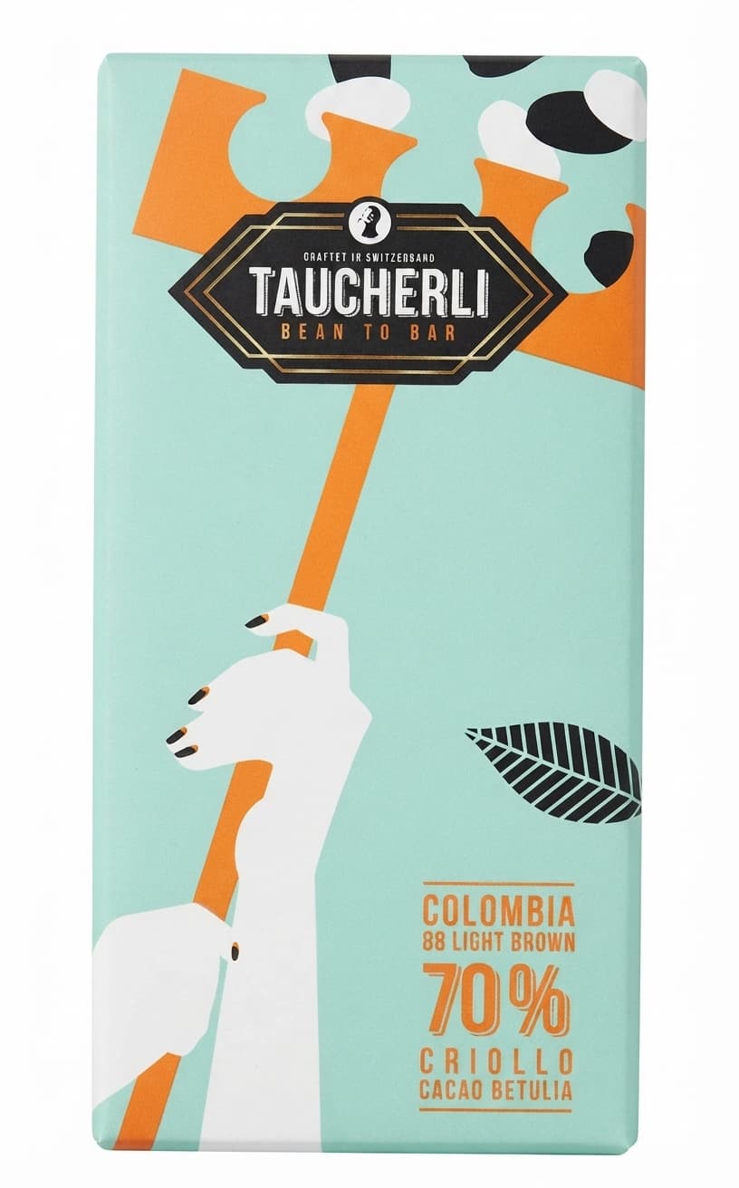Colombia 70% 70% dark bar packaging by Taucherli