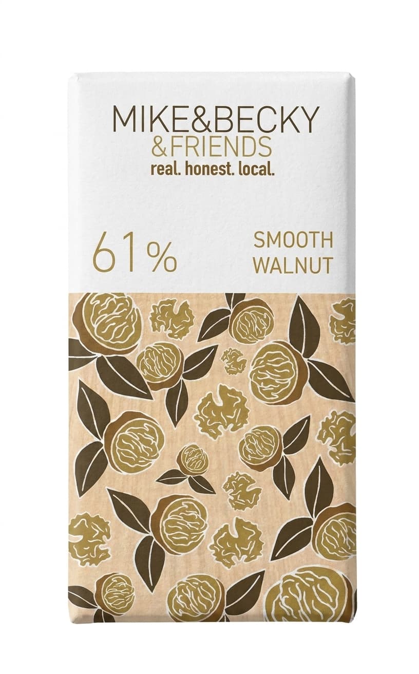 Smooth Walnut 61% 61% dark bar packaging by MIKE&BECKY