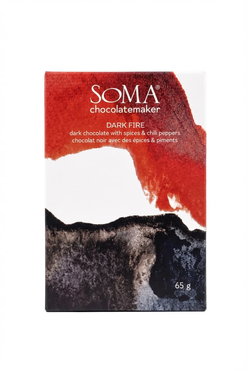 Dark Fire 60% dark bar packaging by SOMA