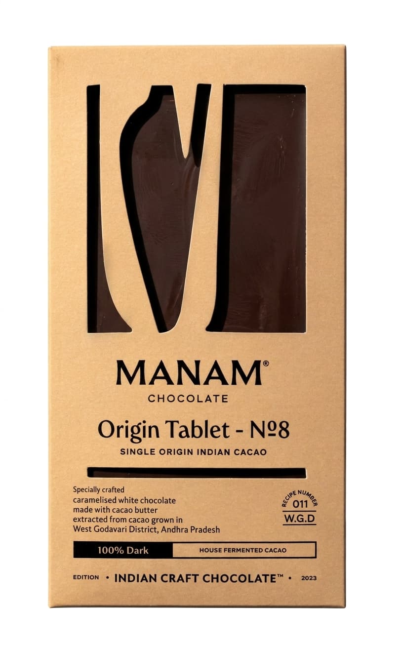 Origin Tablet - No8 100% 100% dark bar packaging by Manam
