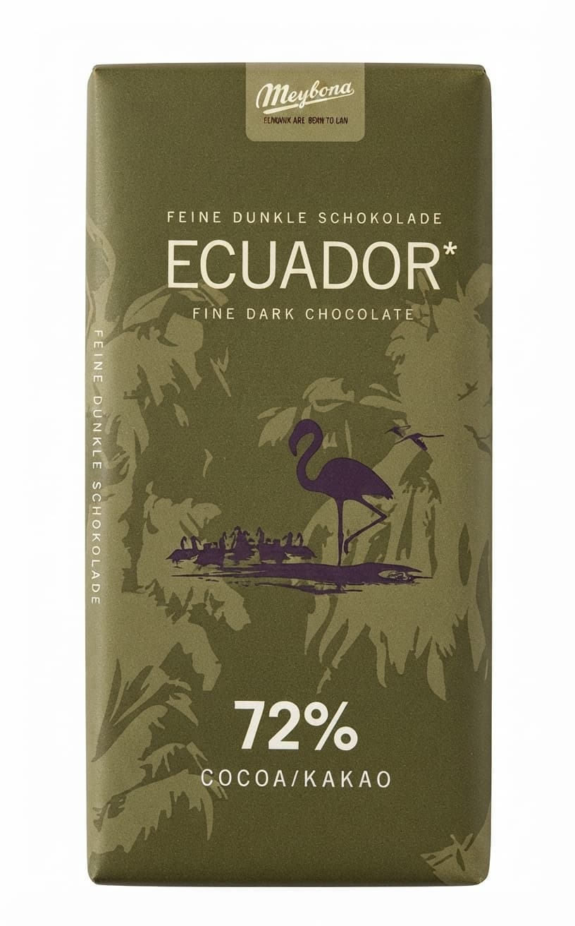 Ecuador 72% 72% dark bar packaging by Meybona