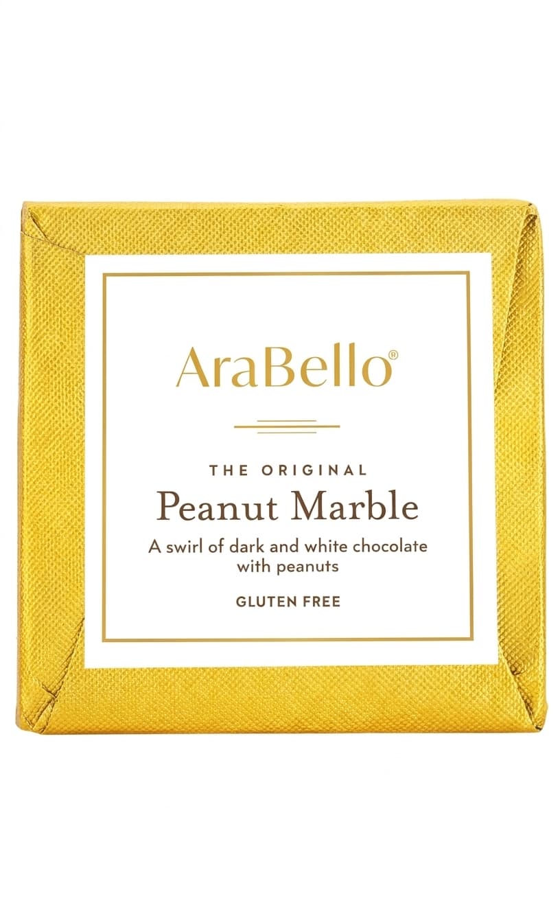 Peanut Marble null% dark bar packaging by Arabello