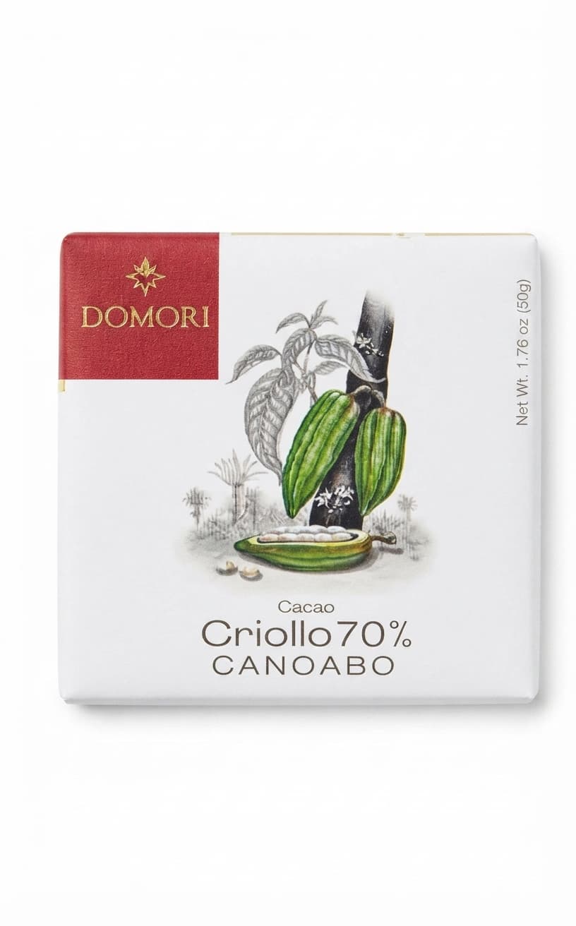 Canoabo 70% 70% dark bar packaging by Domori