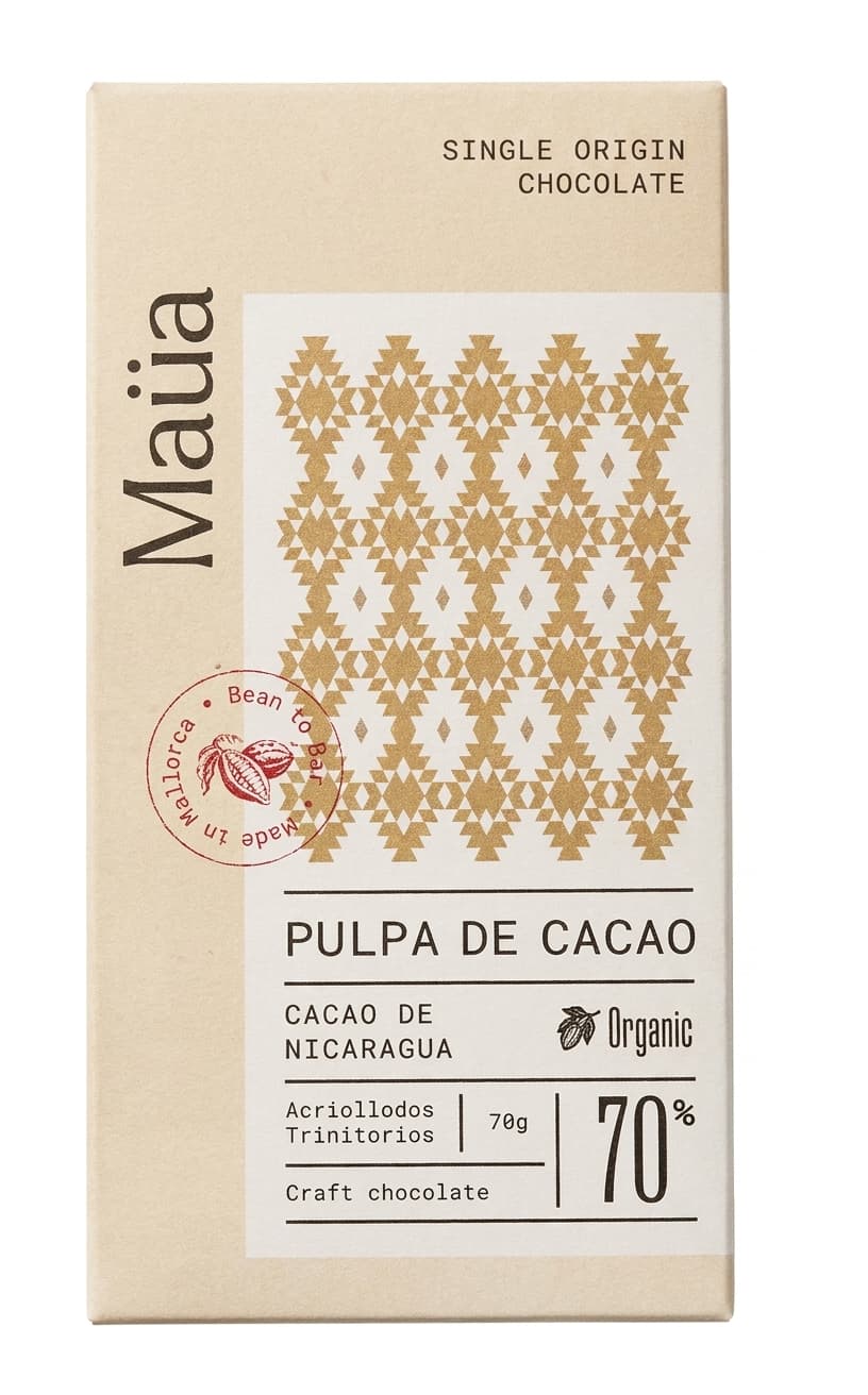 Pulpa de Cacao 70% 70% dark bar packaging by Maüa
