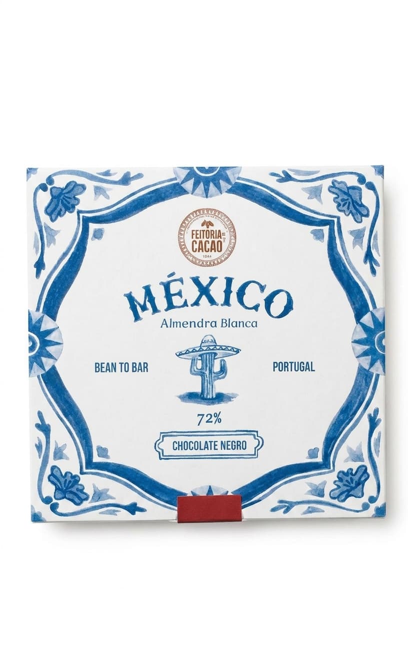 México Almendra Blanca 72% 72% dark bar packaging by Feitoria do Cacao