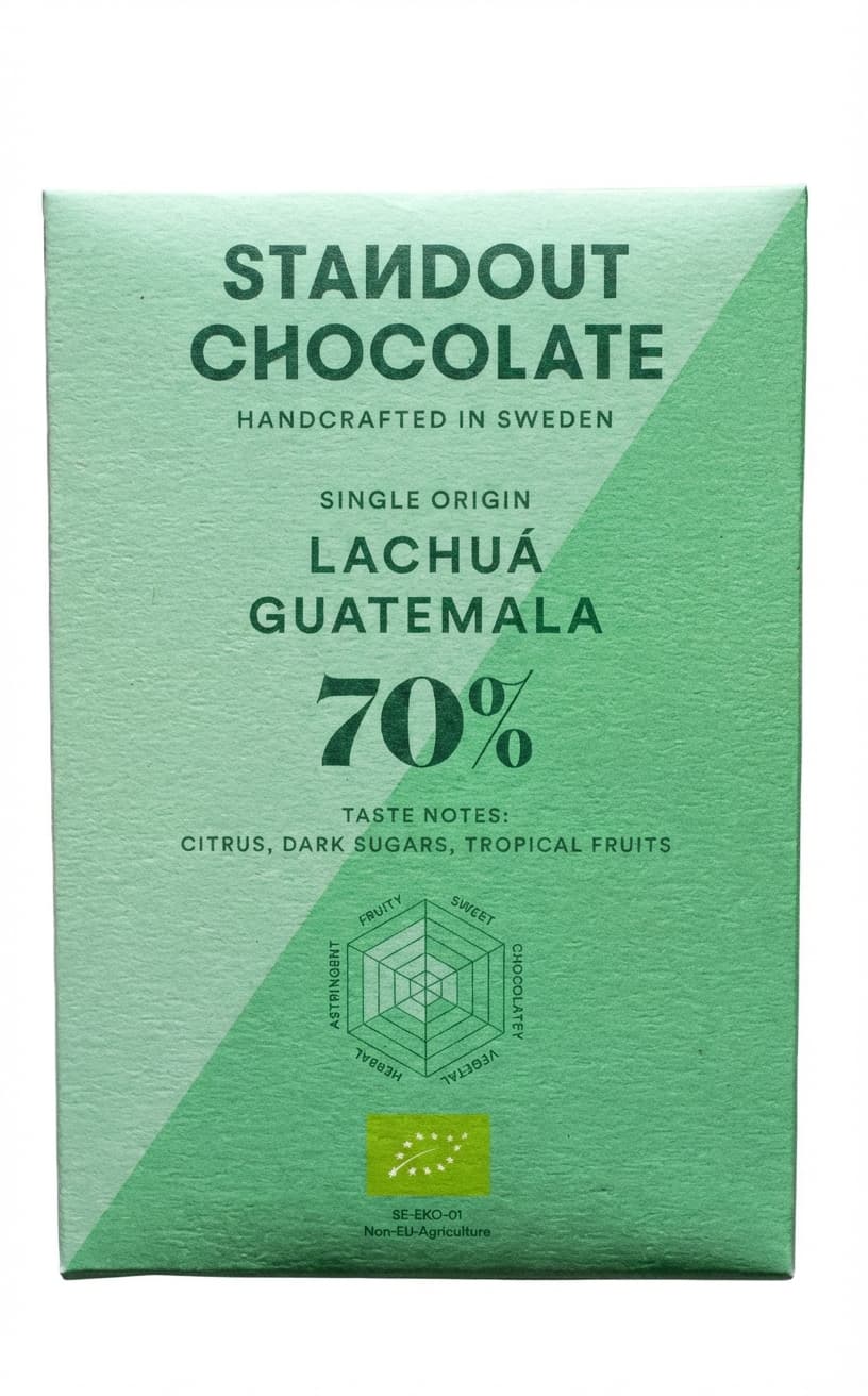 Guatemala Lachuá 70% 70% dark bar packaging by Standout Chocolate