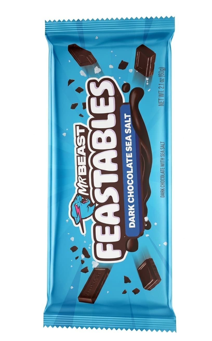 Dark Chocolate Sea Salt null% dark bar packaging by Feastables