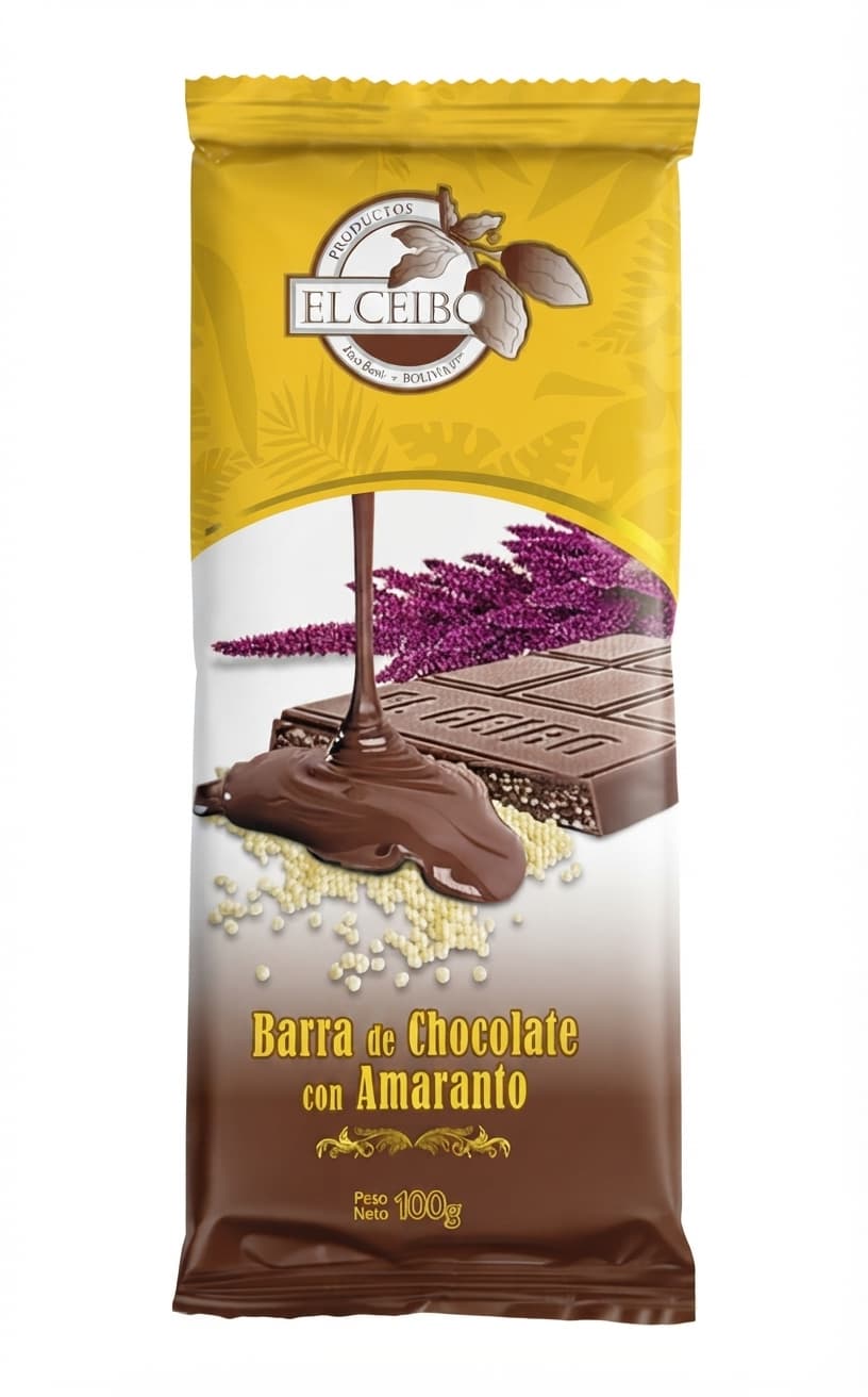 Amaranto dark bar packaging by El Ceibo