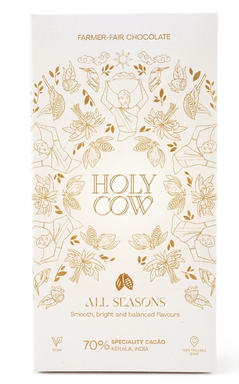 All Seasons 70% dark bar packaging by Holy Cow