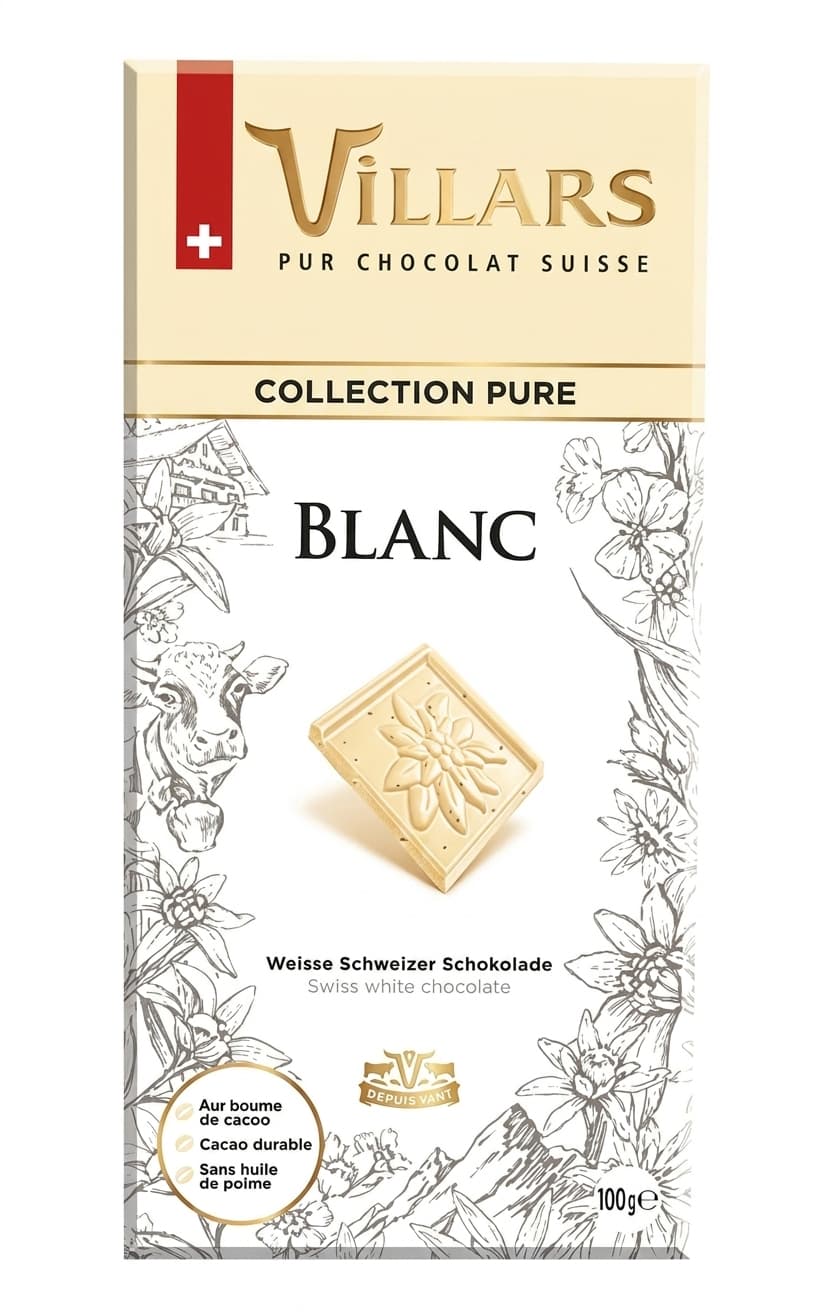 Blanc 29% white bar packaging by Villars