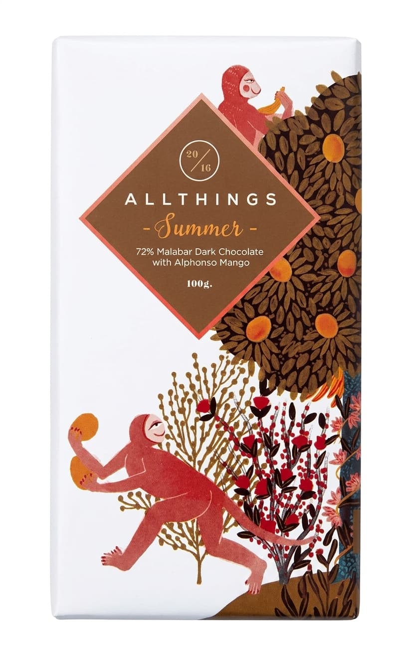 Summer 72% dark bar packaging by All Things Chocolate