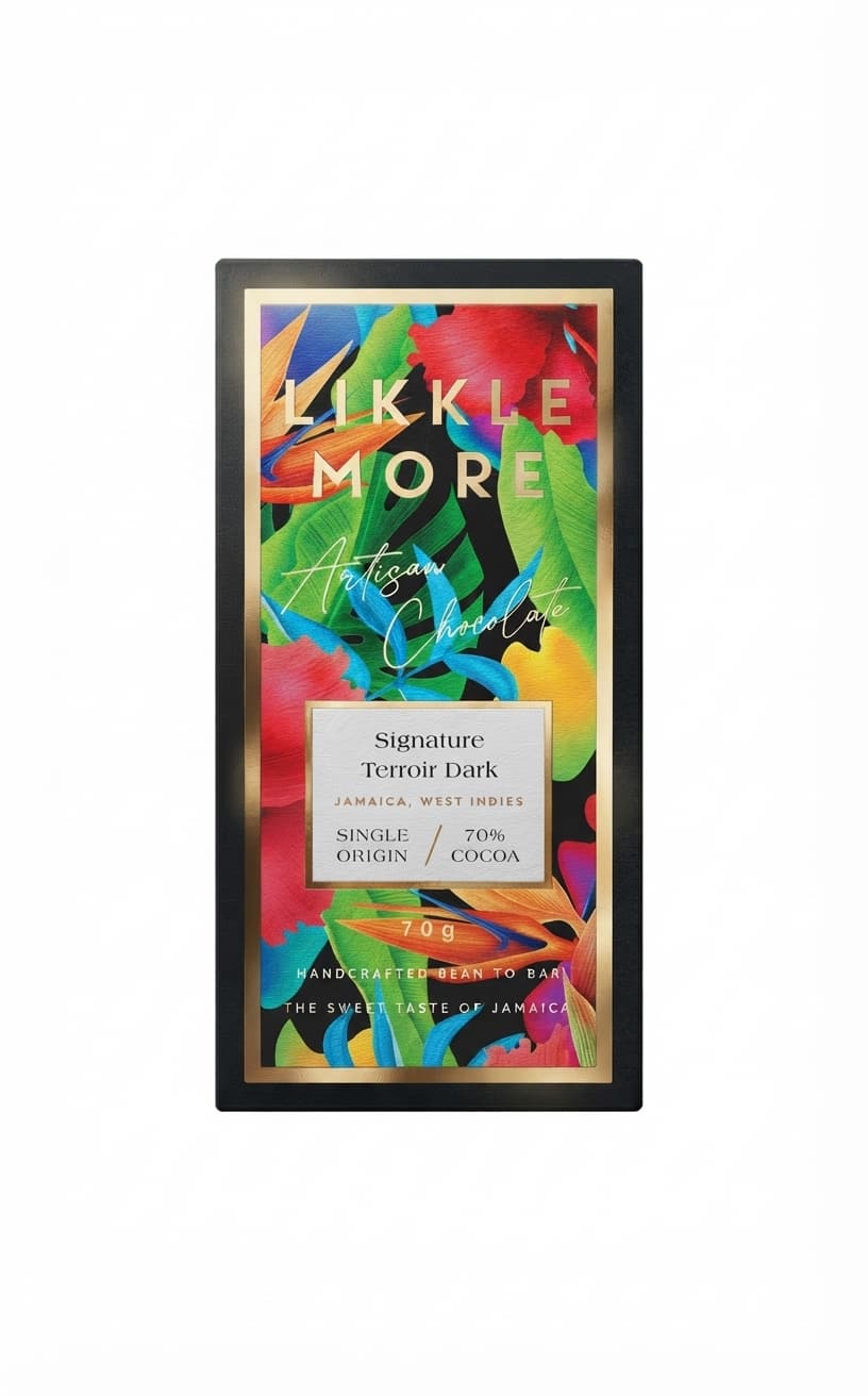 Signature Terroir Dark 70% 70% dark bar packaging by Likkle More