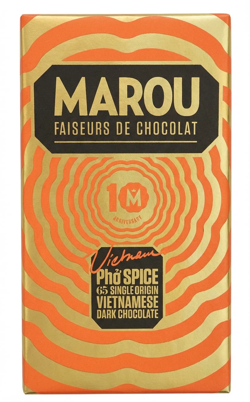 Phở Spice 65% 65% dark bar packaging by Marou Chocolate
