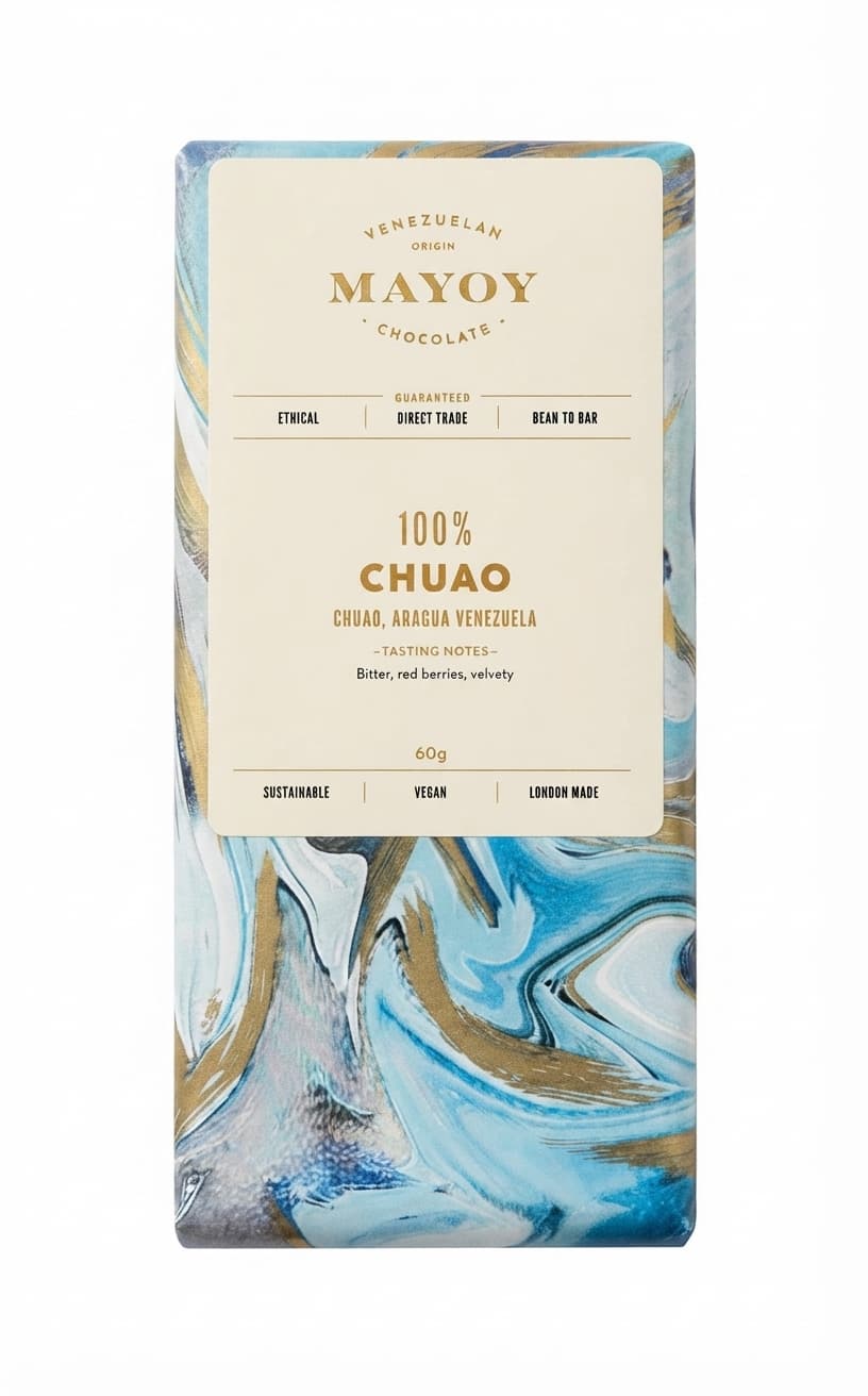 Chuao 100% 100% dark bar packaging by Mayoy Cacao