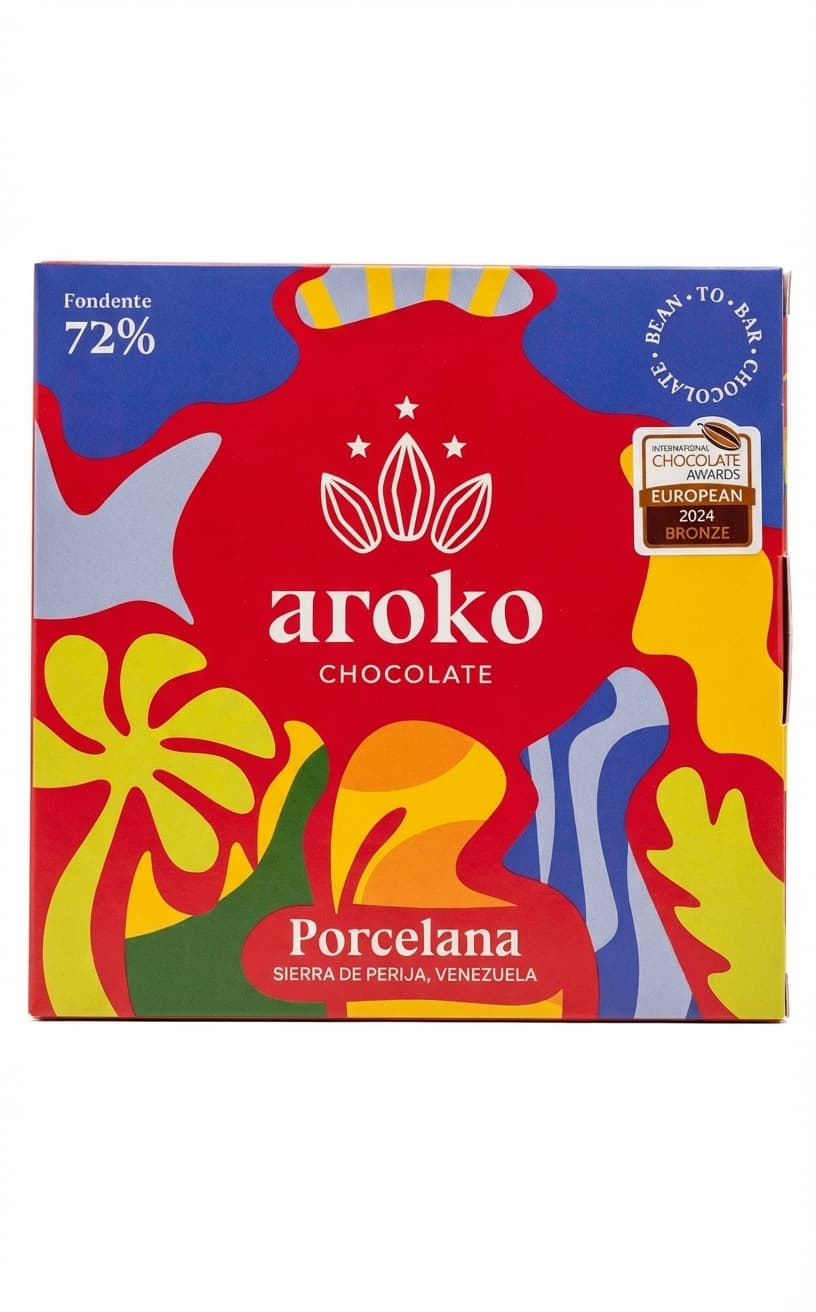 Porcelana 72% dark bar packaging by aroko