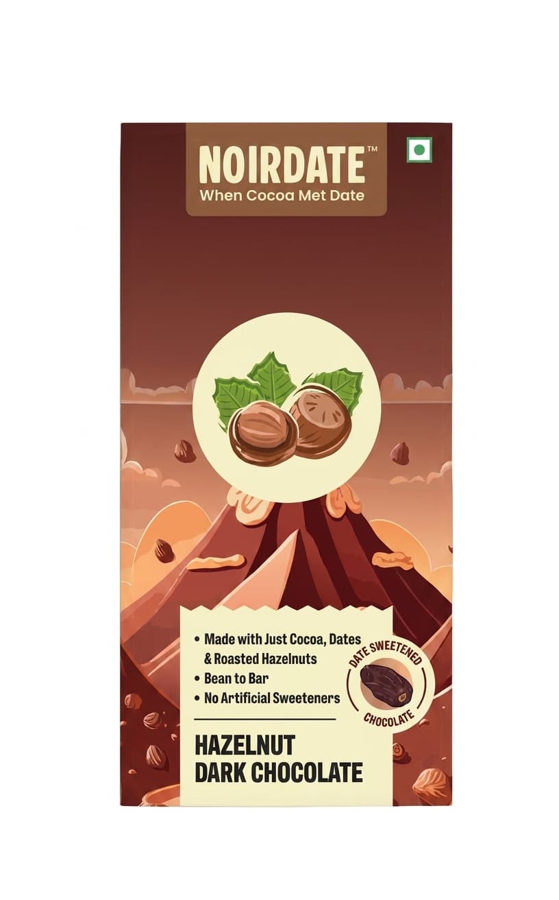 Roasted Hazelnut Dark 60% 60% dark bar packaging by Noirdate