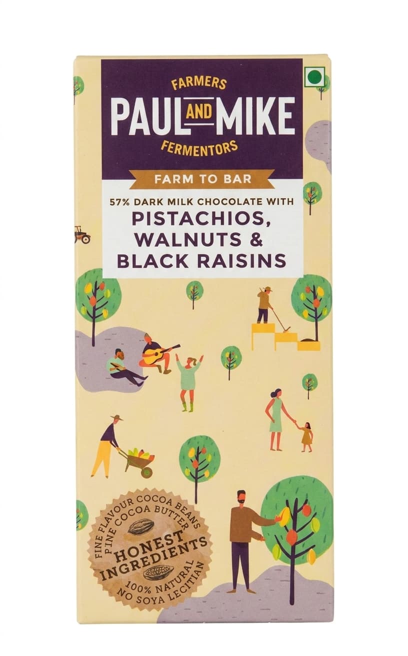 Pistachio Walnut Raisin 57% 57% milk bar packaging by Paul and Mike