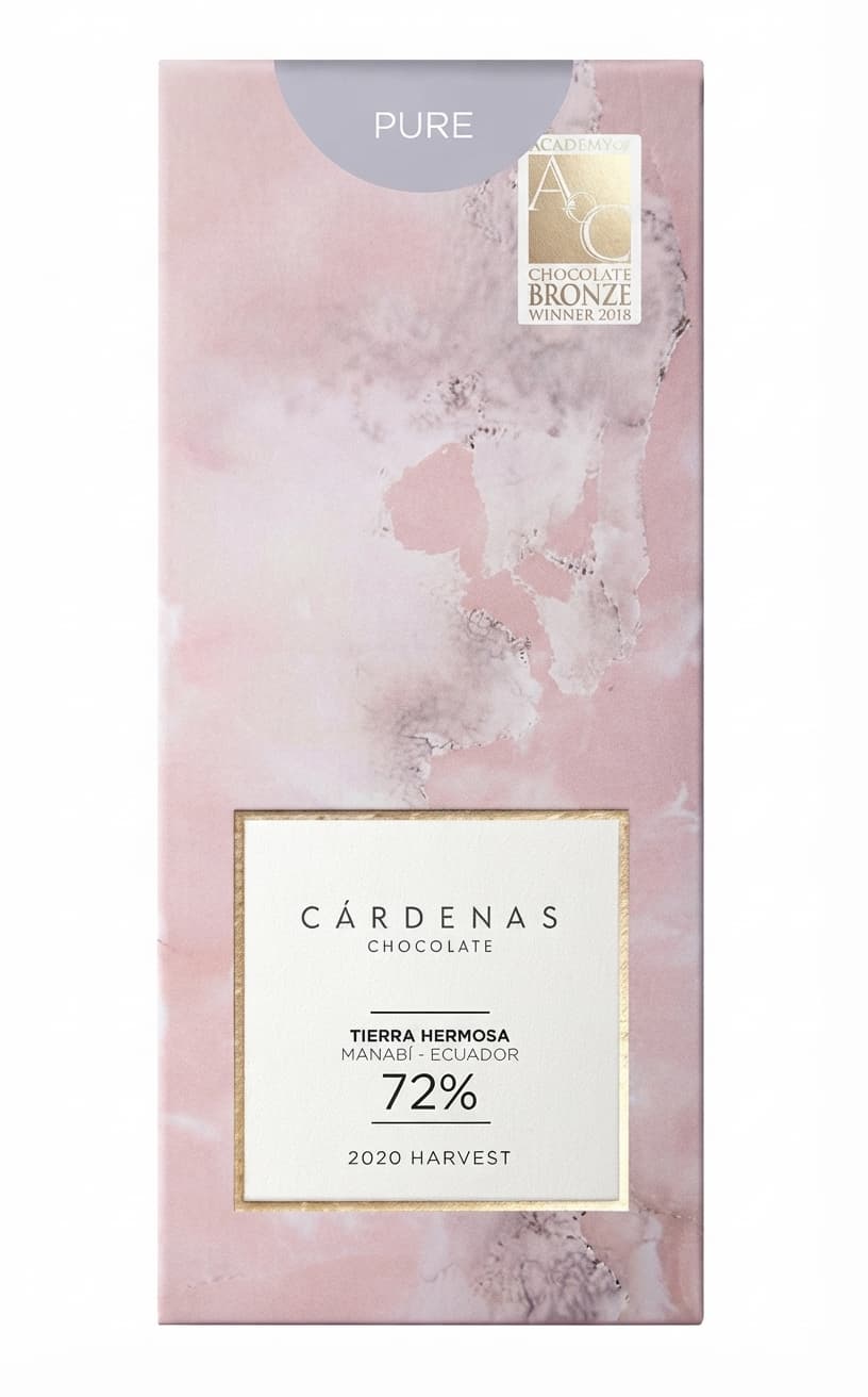 Tierra Hermosa 72% 72% dark bar packaging by Cárdenas Chocolate