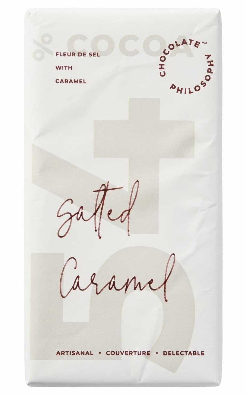 Fleur de Sel with Caramel null% dark bar packaging by Chocolate Philosophy