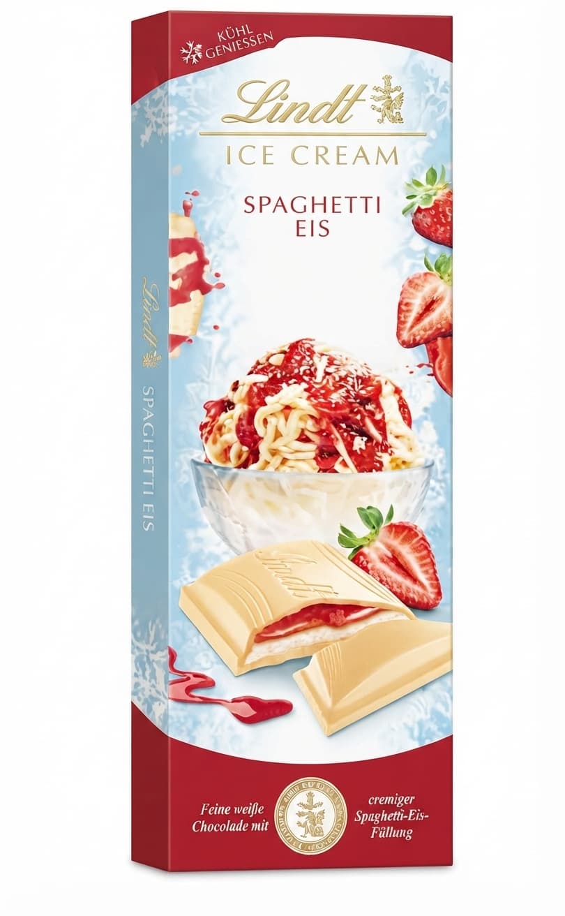 Spaghetti Eis 20% white bar packaging by Lindt