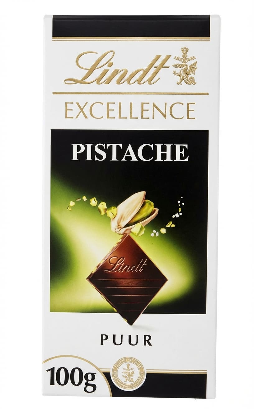 Excellence Pistache 47% dark bar packaging by Lindt