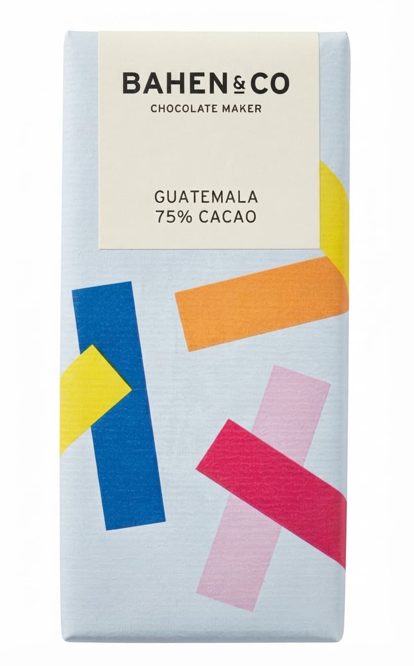 Guatemala 75% 75% dark bar packaging by Bahen & Co