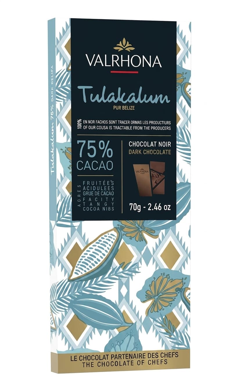 Tulakalum 75% 75% dark bar packaging by Valrhona